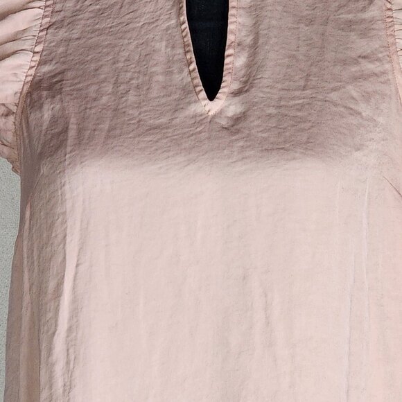 Massimo Blush Pink Ruffle Cap Sleeve Keyhole Front and Back Poly Top Size XS - Picture 3 of 16